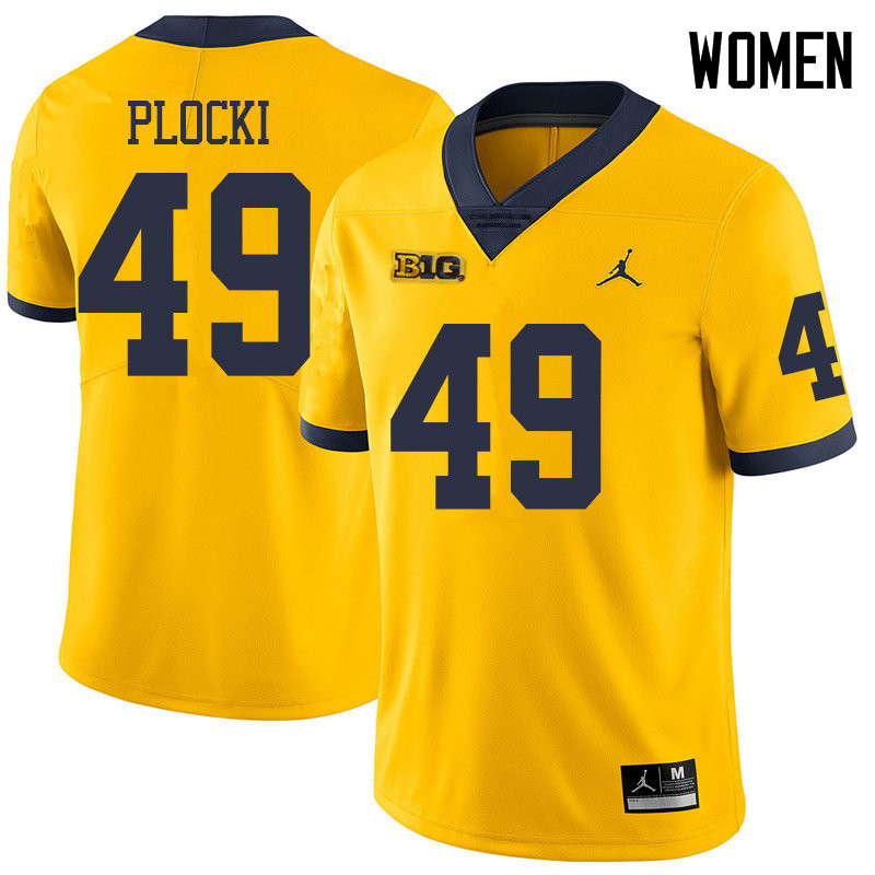 Jordan Brand Women #49 Tyler Plocki Michigan Wolverines College Football Jerseys Sale-Yellow